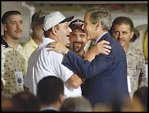 President Bush greeting the rescued miners
